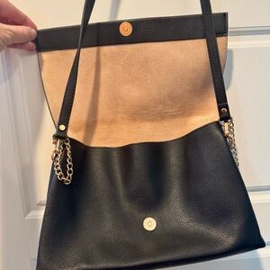 Black and Gold Flap Clutch bag with magnetic closure by a New Day purse